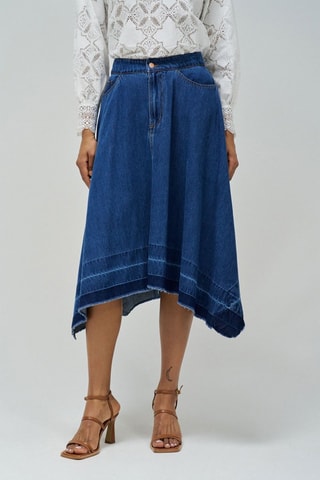 Jupe midi en jean - Bleu