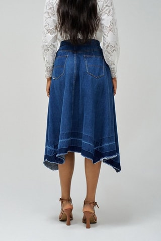 Jupe midi en jean - Bleu