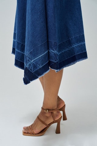 Jupe midi en jean - Bleu