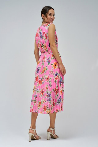 Robe plissée - Blanc, rouge et rose