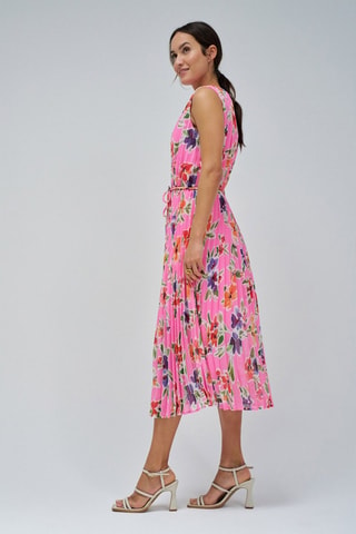 Robe plissée - Blanc, rouge et rose