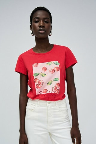 T-shirt slim - Rouge, vert et rose