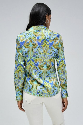 Chemisier regular - Beige, bleu et vert