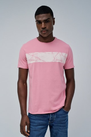 T-shirt slim - Blanc et rose