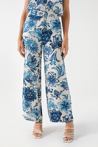 Pantalon droit taille haute - Bleu