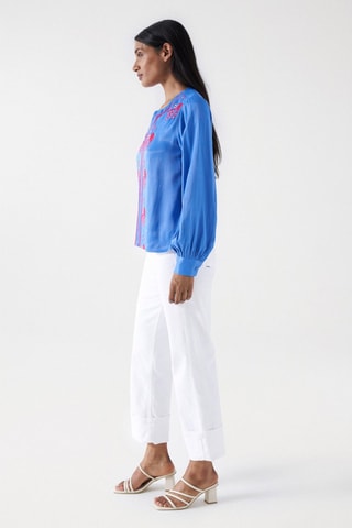 Blouse regular - Blanc, bleu et rouge