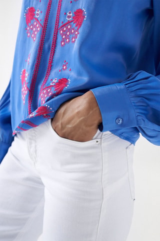Blouse regular - Blanc, bleu et rouge
