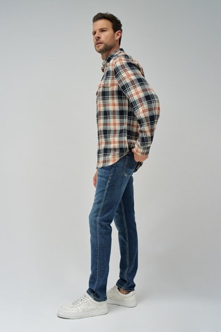 Chemise regular - Beige et bleu