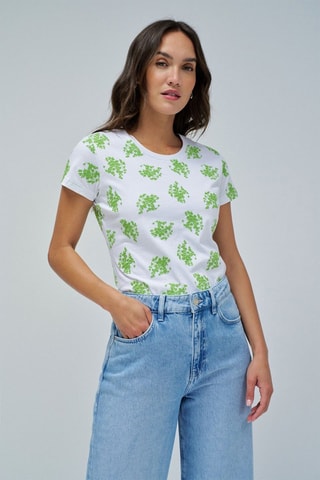 T-shirt slim - Blanc et vert