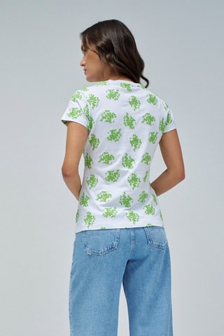 T-shirt slim - Blanc et vert