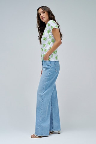 T-shirt slim - Blanc et vert