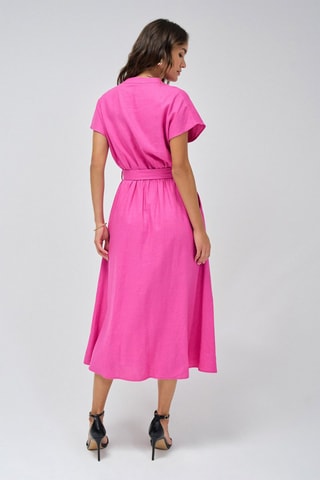 Robe midi regular en lin - Rose