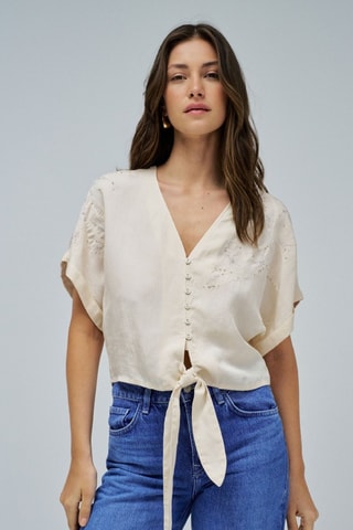 Chemise loose en lin - Beige