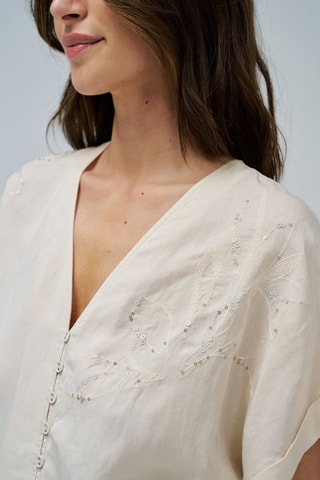Chemise loose en lin - Beige