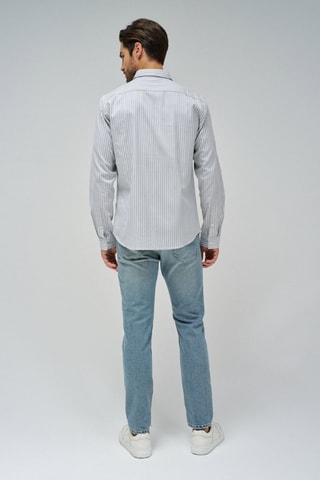 Chemise slim - Blanc et gris
