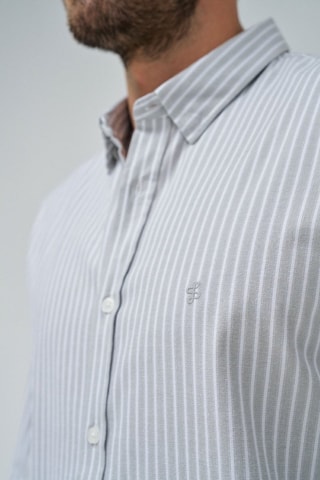 Chemise slim - Blanc et gris