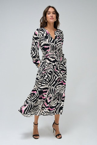 Robe midi relaxed - Blanc, noir et rose