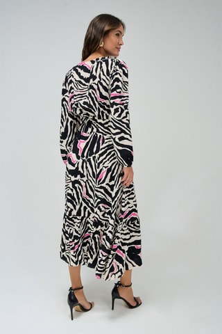 Robe midi relaxed - Blanc, noir et rose