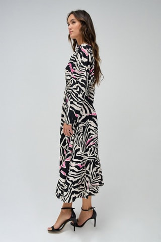 Robe midi relaxed - Blanc, noir et rose