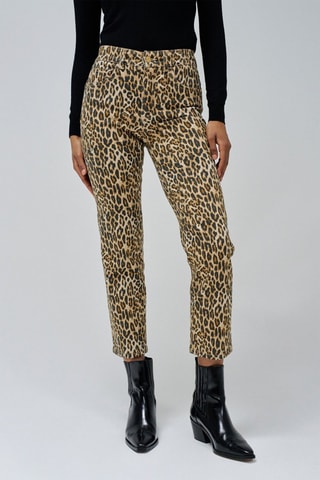 Jean 7/8 - Noir, beige et vert
