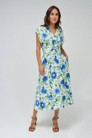 Robe chemise - Blanc, bleu et vert