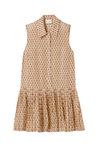 Mouwloze ramie blouse-jurk - Beige