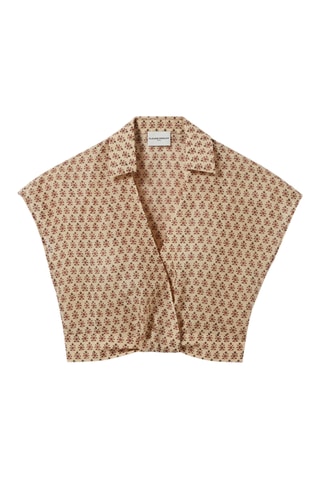 Mouwloze ramie top - Beige