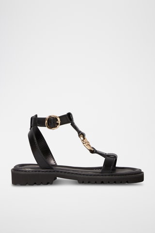 Kalfsleren Sandalen - Zwart