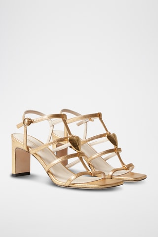 Geitenleren Sandalen met Hak - Goudkleurig