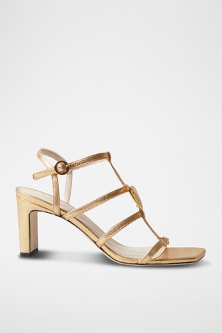 Geitenleren Sandalen met Hak - Goudkleurig
