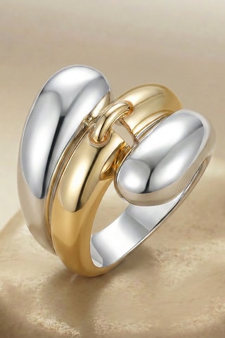 Anillo - Plata chapada en oro amarillo y blanco