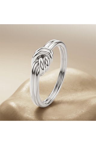 Anillo Doppio nodo - Plata bañada en oro fino blanco