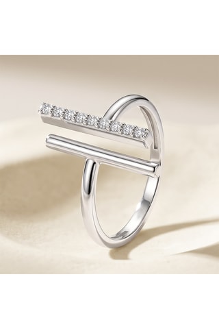 Anillo Parallèle - Plata bañada en oro fino blanco