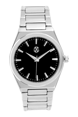 Reloj de cuarzo de metal aleado - Plateado y negro