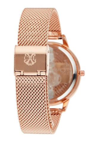 Reloj de cuarzo de acero - Rosa dorado y negro