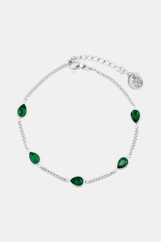 Pulsera de eslabones - Plateado y verde oscuro