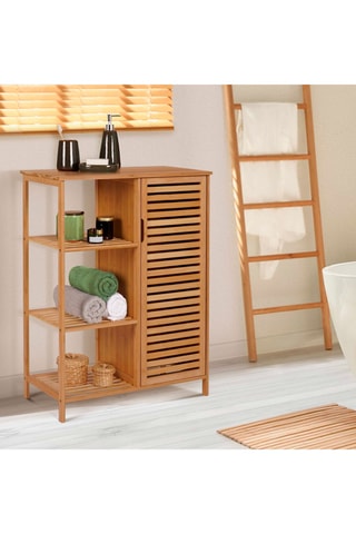 Meuble salle de bain 1 porte Maya - Structure en bambou - 66 x 33 x 87 cm