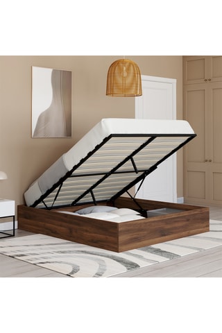 Lit-coffre avec sommier en noyer Malta - Couchage 140 x 190 cm