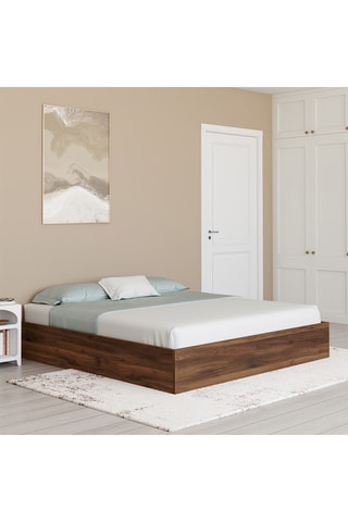Lit-coffre avec sommier en noyer Malta - Couchage 160 x 200 cm