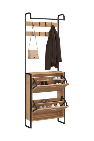 Vestiaire d'entrée 2 abattants Faustine - 63,5 x 23,5 x 180 cm