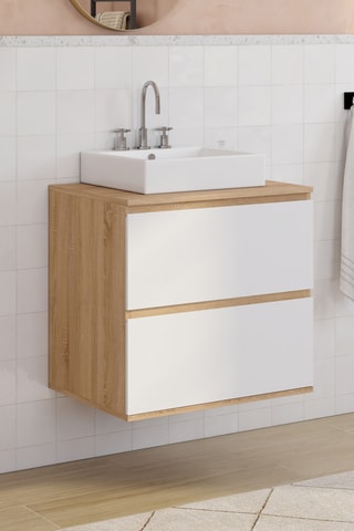 Meuble de salle de bain suspendu 2 tiroirs Tom - 60 x 60 x 45 cm