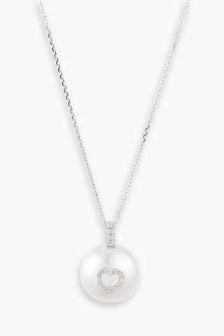 Pendentif - Or blanc, diamants et perle de culture