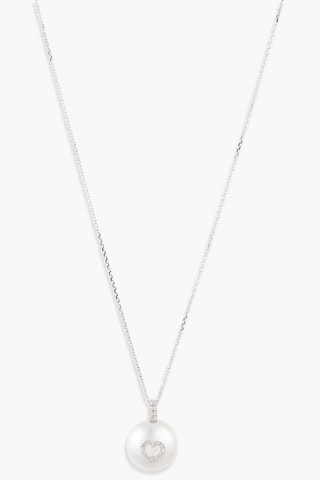 Pendentif - Or blanc, diamants et perle de culture