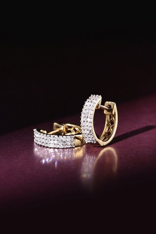 Créoles Rangs scintillants - Or jaune et diamants