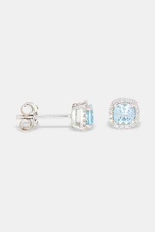Puces Popi Coussin - Or blanc, diamants et topazes