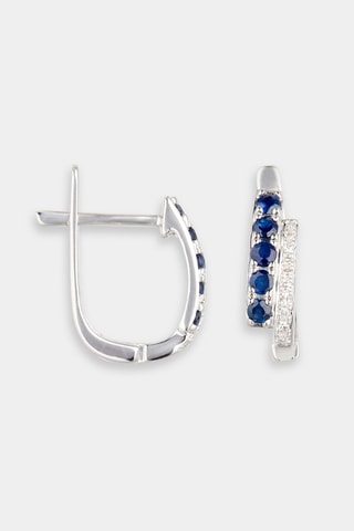 Boucles d'oreilles - Or blanc, diamants et saphirs