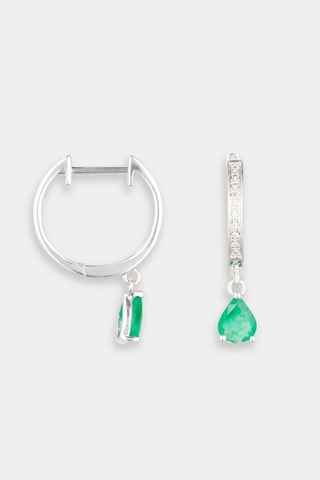 Boucles d'oreilles Juria - Or blanc, diamants et émeraude