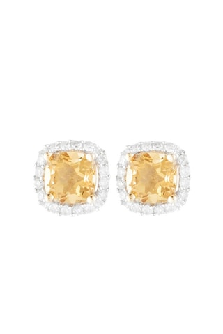 Puces Popi Coussin Citrine - Or jaune, citrines et diamants