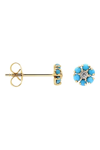 Puces - Or jaune, diamant et turquoises