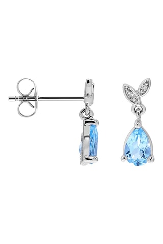 Boucles d'oreilles - Or blanc, diamants et topaze